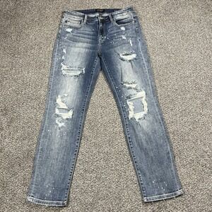 Judy Blue Jeans Womens 30 Boyfriend Straight Medium Wash Mid Rise Stretch Denim